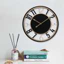 Large Wall Clock 19 Inch Black Arabic Numerals Wooden Clock Battery Operated Silent Non-Ticking Decor Clock Modern Round Oversize Wall Clocks for Home, Hotel, Office, Bedroom (Black, 19inch)