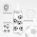 24 Pack 14.2 Oz Soccer Cups Plastic Cups with Lid and Straw Bulk, Soccer Party Favors Tumblers Clear Drink Cup Reusable for Birthday Sports Themed Party Supplies Team Gifts for Water Juice Soda