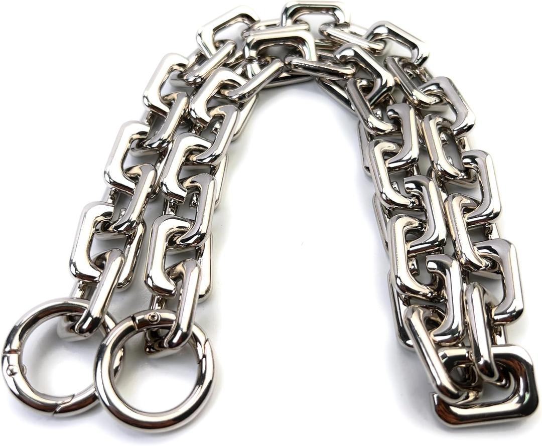 VersaKits Heavy Chunky Link Chain Strap Purse Handbag Top Handle Shoulder Straps Accessories Decoration Chain Strap Extender Charms Replacement (23.62'' Silver)