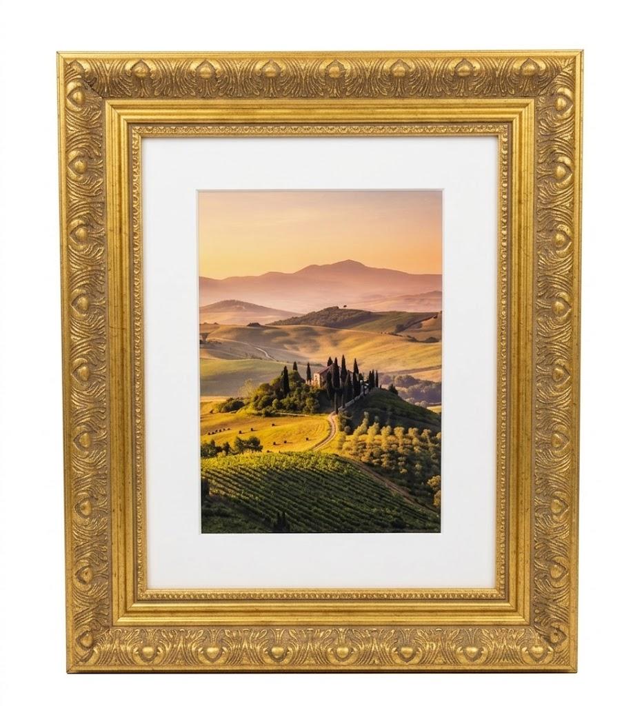 15x18 Traditional Gold Complete Wood Picture Frame with UV Acrylic Plexiglass