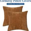 wangyiyi Pack of 2 Corduroy Decorative Throw Pillow Covers 18x18 Inch Soft Striped Square Cushion Cases Modern Farmhouse Home Decor for Couch Sofa Bed Living Room (Brown)