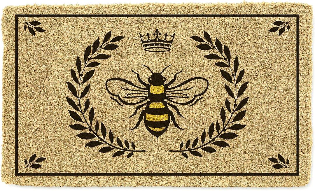 Abbott Collection Bee in Crest Coir Doormat with PVC Backing (18x 30 L)