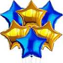 KatchOn, Big Blue And Gold Star Balloons - 18 Inch, Pack of 6 | Blue And Gold Mylar Balloons | Star Balloon for Back to School Decorations | Mylar Balloon Stars for Classroom Decor