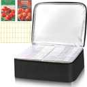 26 Slots Seed Storage Organizer Box with Insulated Bag That Holds 80-200 Seed Envelopes, Oxford Cloth Garden Seed Containers with Labels, Seed Packet Organizer for Plant, Flower ,Vegetable Seeds
