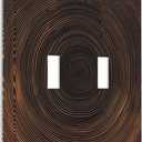 Toggle Light Switch Cover Abstract Art Geometric Spiral Design with Wood Grain Texture 2 Gang Gfci Decorative Wall Plate Polycarbonate for Contemporary Bedroom & Workspace Design