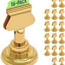 Table Number Holders (16pc) Premium Gold Metal Place Card Holders for Wedding Party Table Decor Picture Photo Holder (1.7 inch tall) (16 Pack)