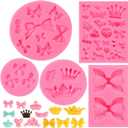 Bow Silicone Fondant Mold Crown Chocolate Candy Mold Cupcake Top Decoration, Pastry, Biscuit Decoration, Chocolate, Jewelry, DIY Craft Items, Birthday Parties.