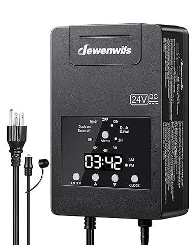 DEWENWILS 120W Low Voltage Landscape Transformer 120V AC to 24V DC, Outdoor Landscape Lighting Transformer Photocell Sensor & Timer, Weatherproof Low Voltage Transformer for Spotlights Pathway Lights
