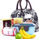 BALORAY Lunch Bag for Women Men Insulated Lunch Box for Adult Reusable Lunch Tote Bag for Work, Picnic or Travel (White Flower)