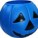 Blue Pumpkin Bucket 7.0" Halloween Plastic Trick or Treat Bucket Candy Bowl for Halloween Party Favors Supplies Props