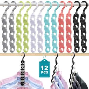 Closet Organizers and Storage,Upgraded Organization and Storage Clothes Hanger,12 Pack College Dorm Room Essentials,Sturdy Closet Organizer Home Essentials Space Saving Hangers for Thick Clothe (Multicolor)