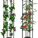 Tomato Cages for Garden Sturdy Metal Plant Stakes SupKing 2 Pack 47 Inch Tall Adjustable Heavy Duty Plant Support Cage Trellis for Outdoor Climbing Rose Vegetables Plants Flowers Comes 20 Twist Ties (Black)