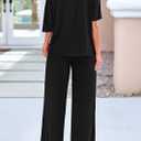 KIRUNDO Lounge Sets for Women Airport Travel Outfit 2026 Summer Off the Shoulder Tops Wide Leg Pants 2 Piece Matching Set, 3X