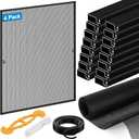 4 Pack Black Window Screen Frame Kit with Aluminum Frames Up to 46" X 46" | 46"X99" Heavy Duty Polyester Mesh for Windows Screen Replacement, Includes All Tools & Hardware for Home, Patio, Porch
