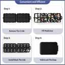 Foldable Weekly Pill Organizer 2 Times a Day with 2 Extra Compartments (Clear Printed Labels) - Portable 7 Day AM PM Medicine Box, Week Daily Travel Pill Case Holder for Vitamin, Supplement - Black