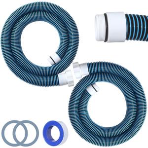 2pack 1.5" 6 Feet EVA Pool Professional Hoses with External Male Threads for Above Ground Swimming Pools Filter Connection Hoses Pool Supply for Vacuum Pump Heavy Duty Cleaner Hose(Blue)