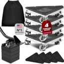 Heavy Duty Furniture Dolly Set with Lifter  360 Rotating Rollers, Floor Protection, Gloves & Storage Bag  Easy Moving Tool for Home or Office (2650)