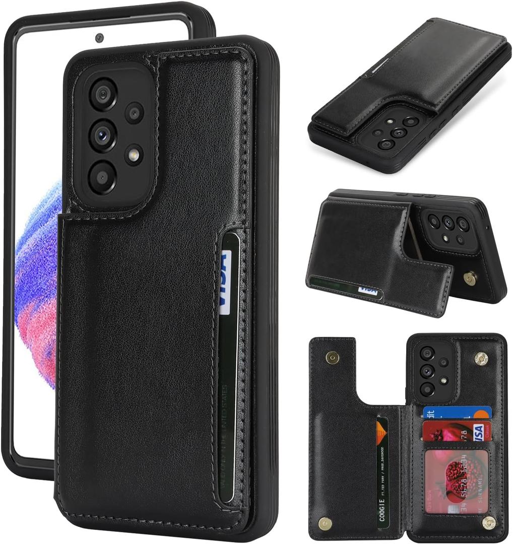 iCoverCase Compatible with Samsung Galaxy A53 5G Case with Card Holder, A53 5G Wallet Case for Women Men [RFID Blocking] PU Leather Protective Phone Case for A53 5G (Black)