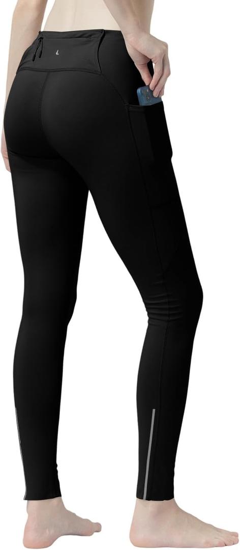 Women's High Waisted Moisture - Wicking Yoga Leggings with Pockets, Reflective Stripes & Shirt Loop for Active Lifestyle (XL)