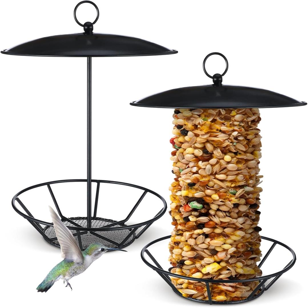 2 Pcs Cylinder Bird Feeder Outdoor S-6-2 Seed Cake Feeder Metal Suet Cake Holder Backyard Wild Birdfeeding Bird Feeders for Outdoors Garden