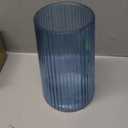 Blue Glass Vase for Flower, Flower Vase for Bouquet, Modern Glass Vases, Ribbed Vases for Living Room, Bedroom, Dining Table, Office, Wedding, Centerpieces, 8 Inches (Large)