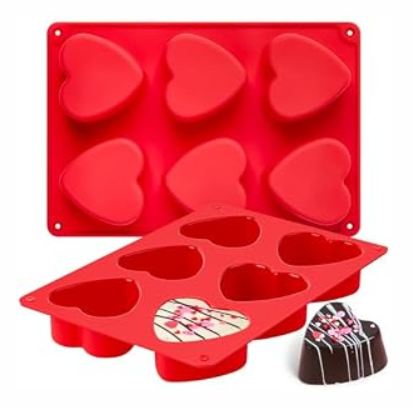 2 Pack Valentine's Day Heart Shaped Chocolate Molds, 6-Cavity Mini Muffin Tray Heart Silicone Mold for Baking Brownie, Cheesecake, Cupcake