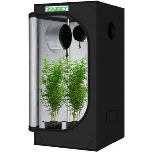zazzy Grow Tent 3x3 FT, 36"x36"x72" Plant Tent Growing Tent High Reflective Mylar with Observation Window and Removable Floor Tray for Hydroponics Indoor Plant Growing