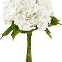 Yatim 21In White Artificial Hydrangea Flowers 5 Pcs Real Touch 3D Print Latex Flowers for Wedding Centerpieces Bouquets DIY Floral Decor Home Decoration with Stems