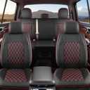Custom Seat Covers fit for Dodge Ram 1500 2500 3500, Full Coverage Luxury Leather Ram Truck Seat Cover 2009-2025 Compatible with Crew Cab Double Quad Regular (Red, Full Set (Flat Front/Curved Rear))