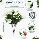 6 Bundles Artificial Faux Spring Flowers for Outdoor, Faux Azalea with Leaves Fake Plants Silk UV Resistant Realistic Artificial Flowers Bulk for Planter Garden Porch Home Decor(White)
