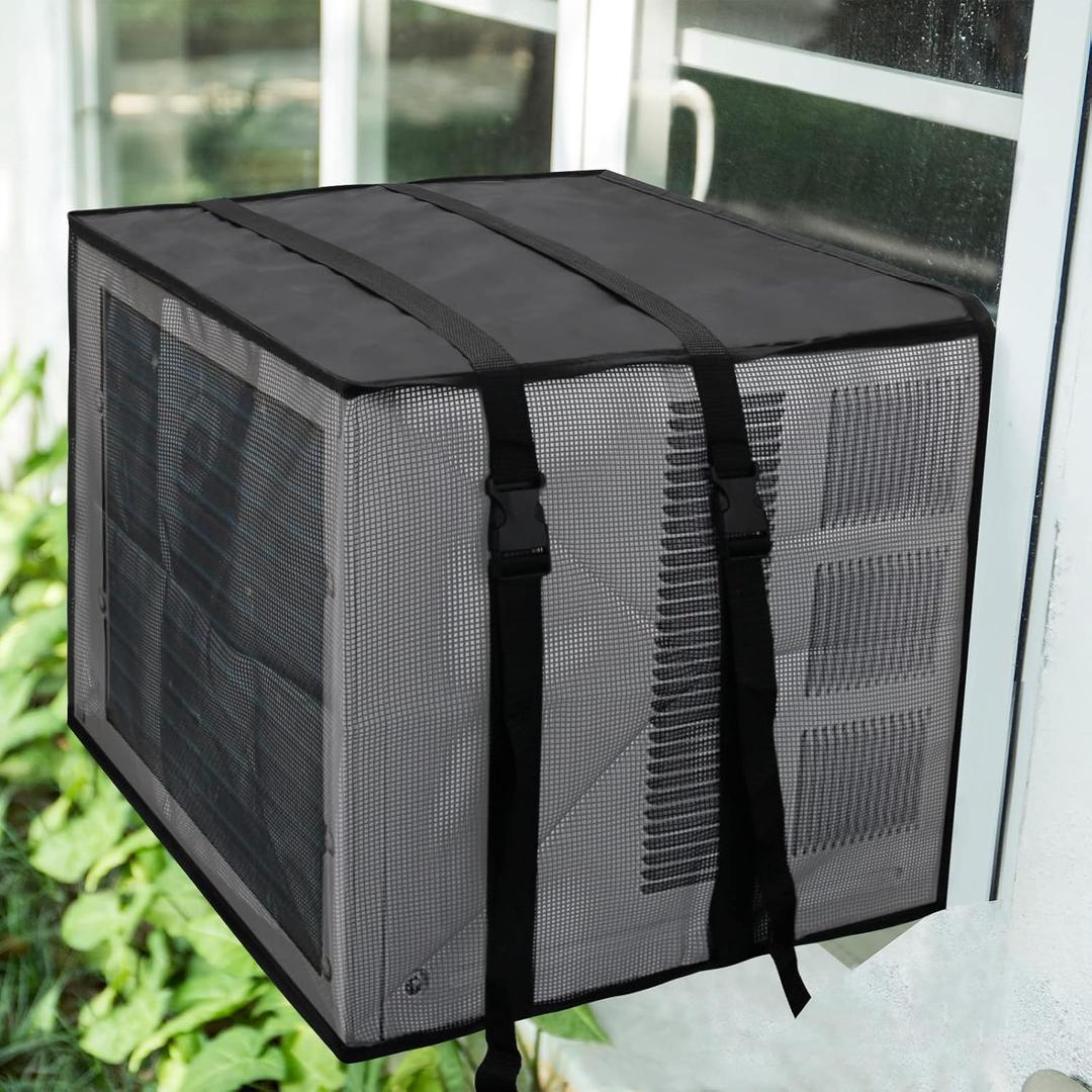 Luxiv Newest Design Mesh Window Air Conditioner Cover Outdoor, Support Window AC Unit Work Use for Outside Insulation Black Dust-Proof Waterproof Outdoor AC Protection Defender 21WX16DX15H