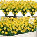 TURNMEON 20 Bundles Artificial Flowers for Outdoors, Summer Spring Grass Camellia Fake Flowers Plastic Plants,UV Resistant No Fade Faux Greenery for Gardens Porch Yards Cemetery Decor 500 Head(Yellow)