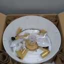 Boho Fandelier Ceiling Fan with Light and Remote Rattan Chandelier Fan Fabric Chandelier Fan Gold Caged Ceiling Fan with Light for Bedroom, Living Room Nursery Foyer Kitchen Timing Adjustable Height (White)