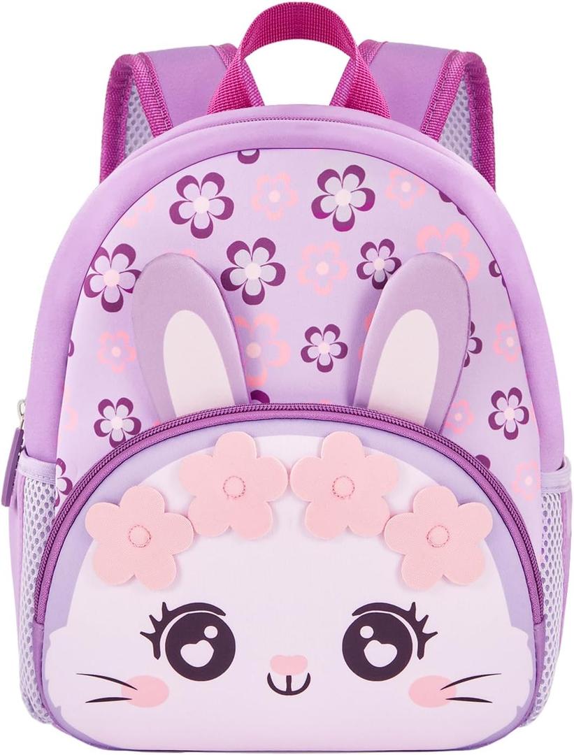 KK CRAFTS Preschool Backpack Toddler Neoprene Animal Schoolbag Lunch backpack for Kids Boys Girls(Purple Rabbit)