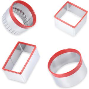 4 Pcs Cookie Cutters Set - Round, Fluted, Square and Rectangle Shapes, Food-Grade Stainless Steel for Baking Cookies, Biscuits, Scones and Sandwiches