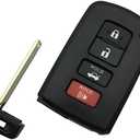 Replacement Key Fob Shell Case for Toyota Avalon Corolla Camry Highlander RAV4 Keyless Entry Remote Car Key Fob Cover Casing with Uncut Blade Blank (4 Button)