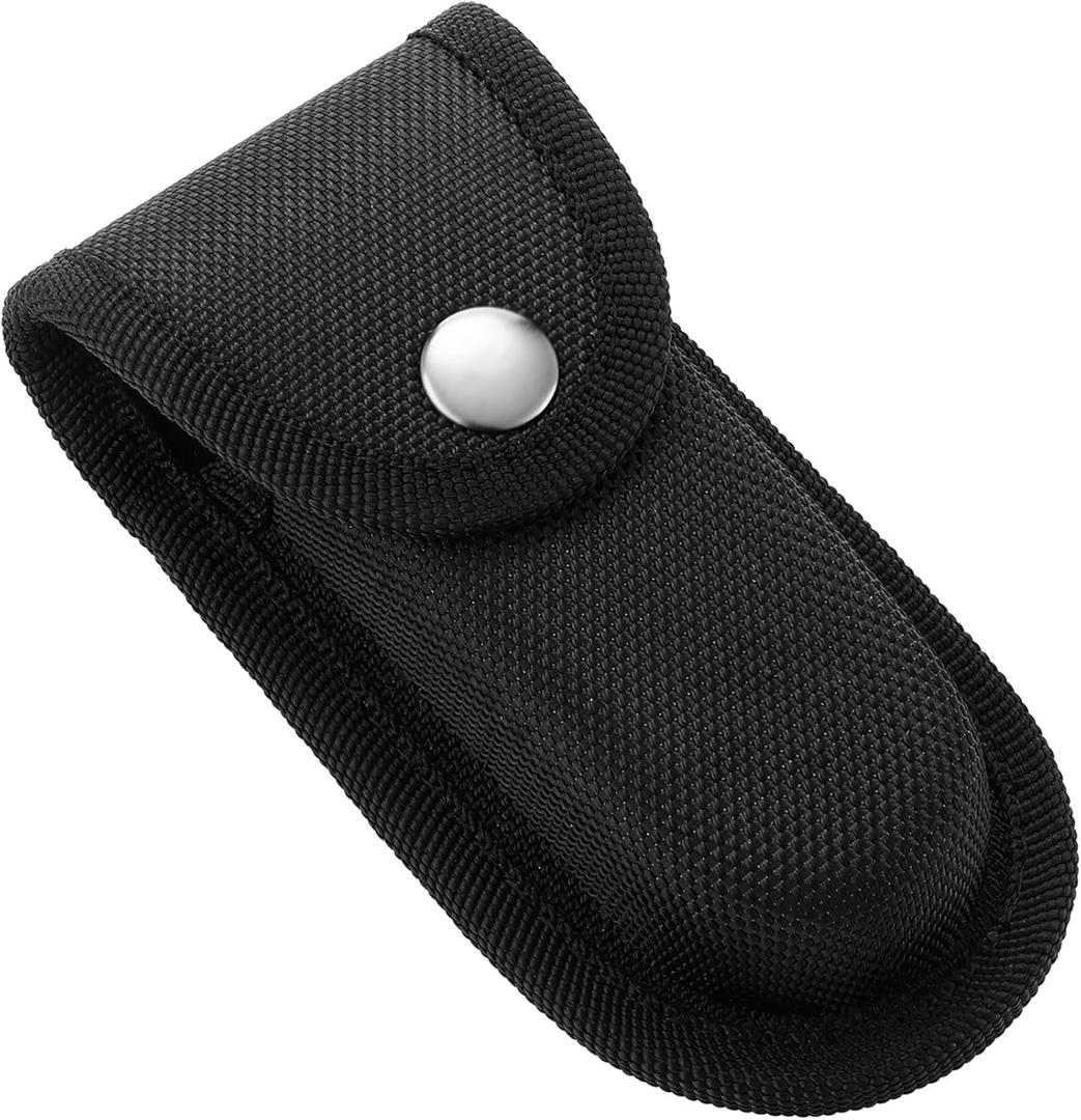 Nylon Pocket Knife Sheath, 4'' Multitool Pouch, Folding Knife Belt Sheath with Snap Closure and Vertical Carry Belt Loop, Multitool Case for Outdoor or Daily Use, Medium Size