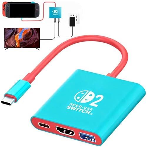 Switch TV Dock Docking Station, Portable TV Dock Station for Switch/Steam Deck/ROG Ally/Legion GO, 3-in-1 Switch Travel Dock with HDMI 4K@60Hz, USaB 3.0 and 100W Charge PD Port