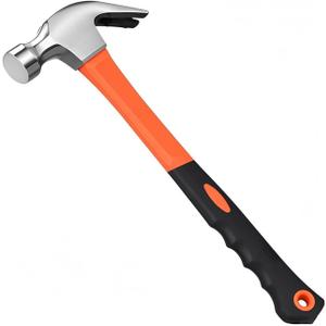 Claw Hammers, 8 OZ Forged Steel Straight Rip Fiberglass Claw Hammer with Soft Non-Slip Handle for Driving & Pulling Out Nails