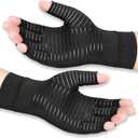 Copper Arthritis Compression Gloves Women Men Relieve Hand Pain Swelling and Carpal Tunnel Fingerless for Typing, Support for Joints, Medium (Medium (1 Pair), Black)