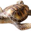 PD Home & Garden Coastal Marine Dcor for Home Office Beach Themed Displays 4 Inch Resin Tabletop Desk Sculpture Figurine Gold and Brown Sea Turtle (1.57 x 4 x 4 Inch)