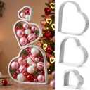 3 Pcs Large Rustic Farmhouse Wooden Heart Decorations, 12"/8"/4" Distressed Wood Heart Wall Table Centerpieces Freestanding Tiered Hearts Frames for Wedding Anniversary Decor(White)
