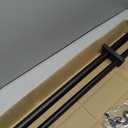 Modern Double Curtain Rods, Matte Black Curtain Rod 72-144 Inch Length Drapery Rods with Simple Decorative End Caps 1 Inch Front and 5/8 Inch Diameter Back Dual Curtain Rod Telescoping Window Rods