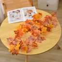 SUQ I OME 1 Pack of Artificial Fall Maple Leaf Plants Fake Garlands, 6 Feet for Halloween Thanksgiving Day Party Art Decor