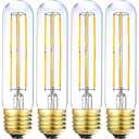Dimmable T10 Edison Led Tubular Bulb 3000K Soft White,6W Vintage Led Filament Tube Bulb (60W Equivalent) 600lm, E26 Base Lamp Bulb for Display Cabinet Showcase Piano. (6-Pack.)