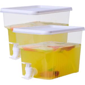 2 Pack 1.3 Gallon Fridge Drink Dispenser with Spigot, Leak-proof Plastic Beverage Drink Dispenser Refrigerator Iced Juice Lemonade Dispenser For Party, Bar