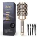 Sndyi Large Round Brush for Blow Out, 2.1 Inch Nano Thermal Ceramic Ionic Round Hair Brush with Boar Bristles, Boost Shine and Volume, Quick Blow Drying and Styling, Best for Long Thick Hair