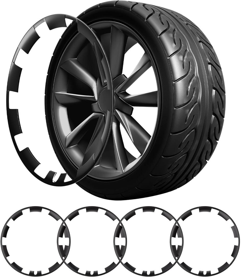 Tesla Model Y 21 Inch Wheel Rim Protector - Hubcaps ABS Rim, Guard Rim Hubcap Cover for Model Y Exterior Accessories(4 Wheels, Black)