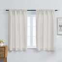 Aiyufeng Natural Short Room Darkening Curtains for Bedroom 54 Inches Long 2 Panels Set, Solid Thermal Insulated, Energy Saving Window Treatment Curtains Blackout Drapes, W40 x L54 Inch, Natural 