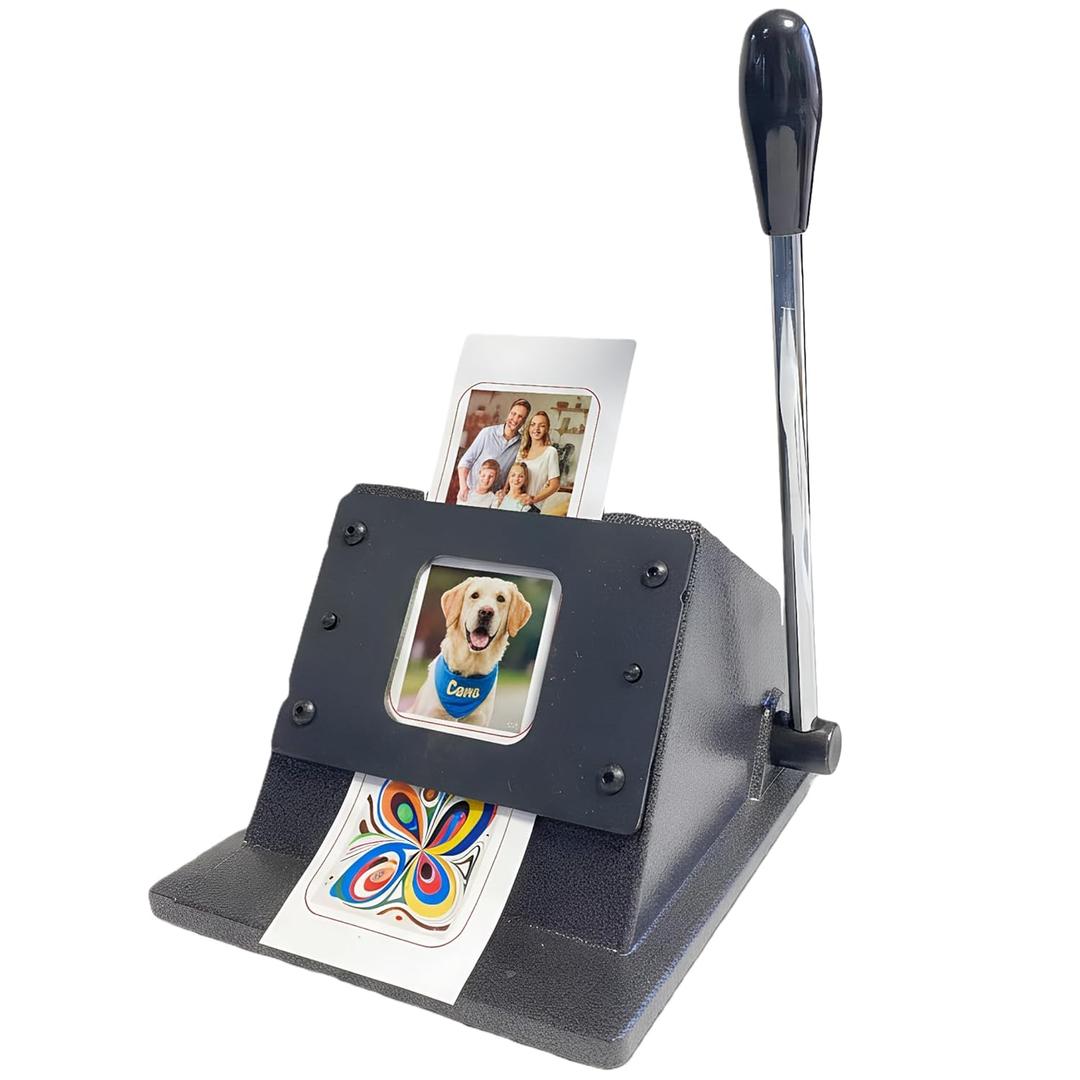 2.4''x2.4'' Square Paper Punch Cutter for Cutting Copy Papers, Glossy Photo Paper | Heavy-Duty Square-Corner Hole Punch for 2'' x 2'' Button Badge Making